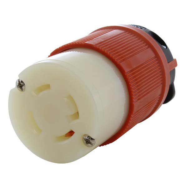 Locking Connector, L16-30R, 30 A, 480V AC, Three Phase, 4 Pole, Screw Terminals, Orange